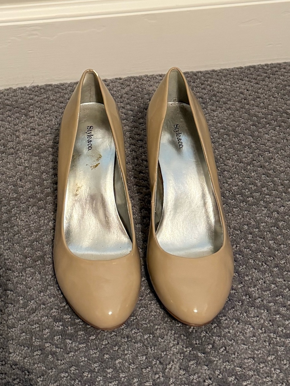 Style & Co. Nude Patent Round-Toe Pumps